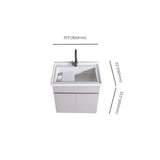 Cream Stone Top Wood Shelves Bathroom Vanity with Sink Image - 20