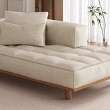 Cream Tufted Rectangular Upholstered Fabric Left-Arm Chaise Image - 6