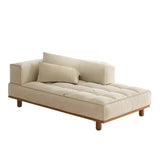 Cream Tufted Rectangular Upholstered Fabric Left-Arm Chaise Image - 8