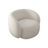 Cream White Flannel Fabric Fixed Back Curved Arm Chair Image - 4