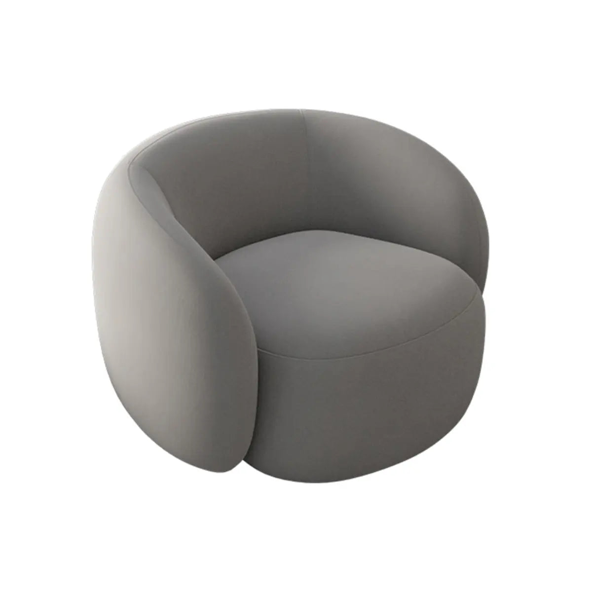 Cream White Flannel Fabric Fixed Back Curved Arm Chair Image - 5