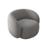 Cream White Flannel Fabric Fixed Back Curved Arm Chair Image - 5