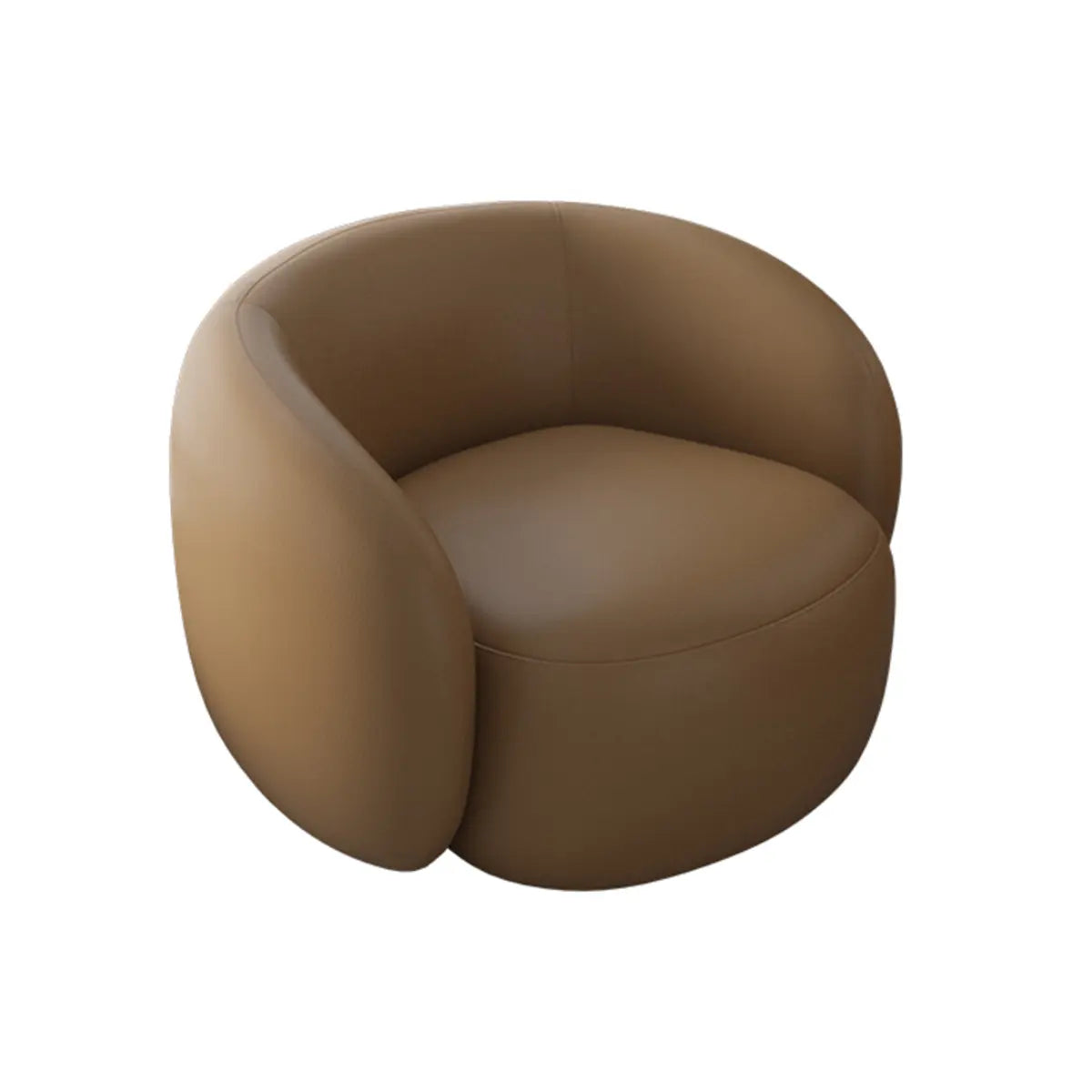 Cream White Flannel Fabric Fixed Back Curved Arm Chair Image - 6