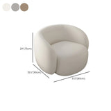 Cream White Flannel Fabric Fixed Back Curved Arm Chair #size