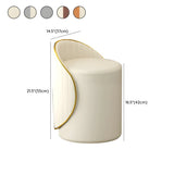 Cream White Round Wood Upholstered Vanity Stool with Back Image - 31