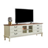 Cream Wood Rectangular TV Stand with Cabinet Drawers Image - 3
