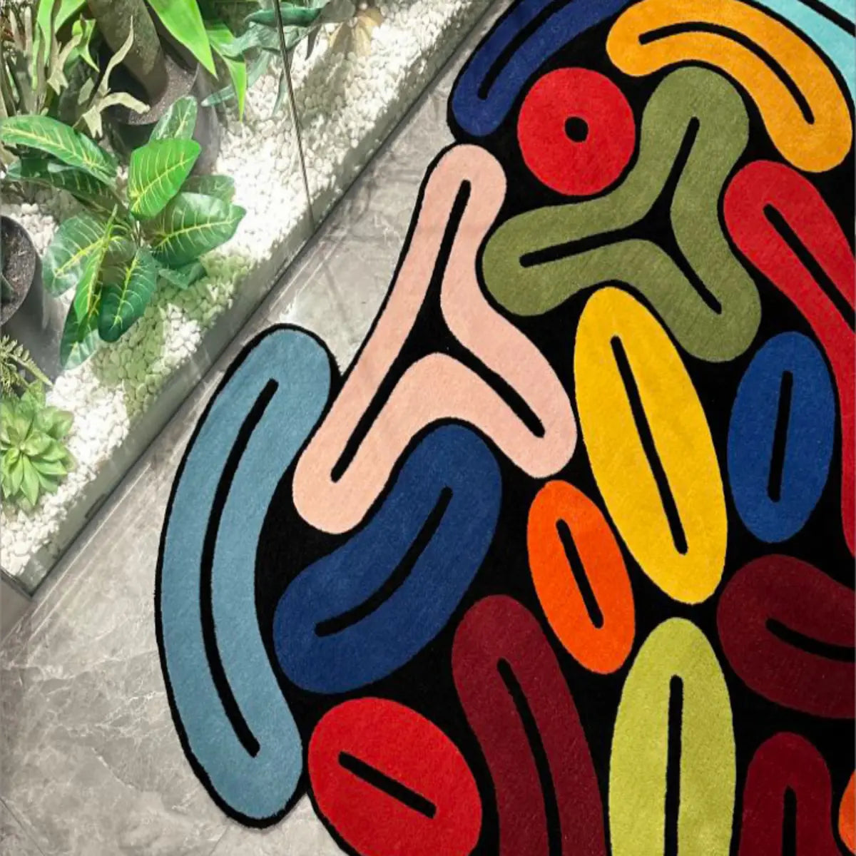 Creative Abstract Multicolor Anti-Slip Area Rug Image - 5