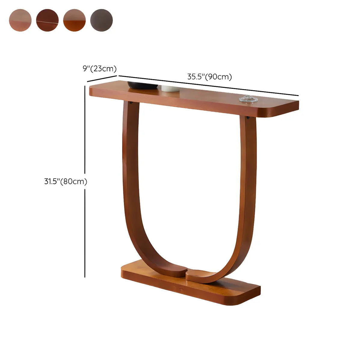 Creative Birch Wood Walnut Crock Base Console Table Image - 12