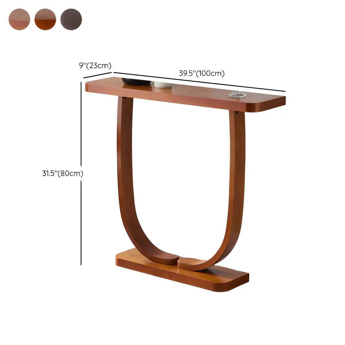 Creative Birch Wood Walnut Crock Base Console Table Image - 15
