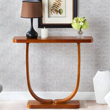 Creative Birch Wood Walnut Crock Base Console Table Image - 2