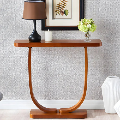 Creative Birch Wood Walnut Crock Base Console Table Image - 2