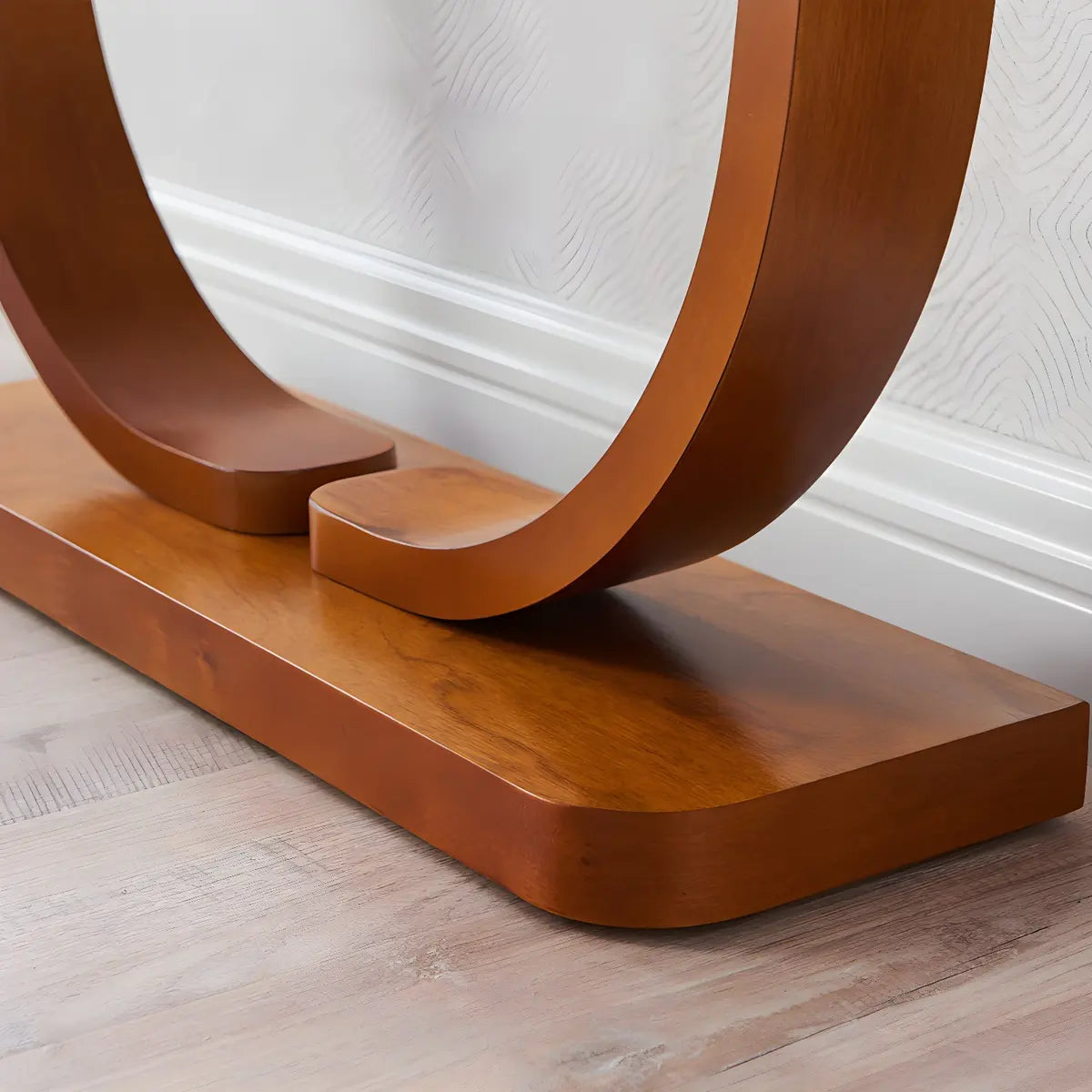 Creative Birch Wood Walnut Crock Base Console Table Image - 4