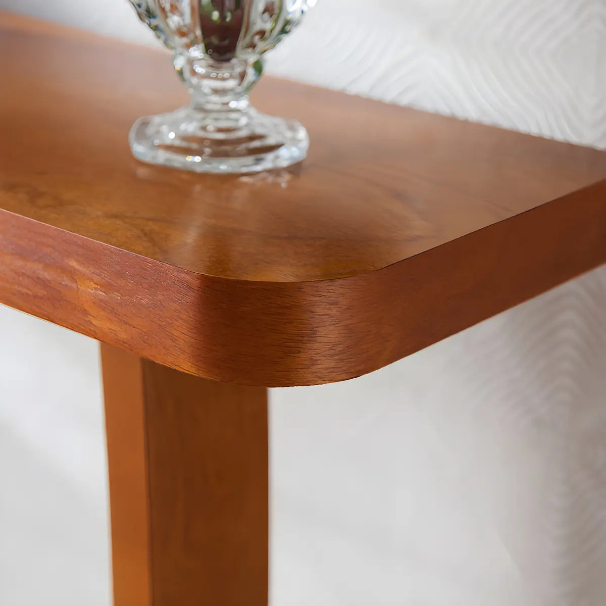 Creative Birch Wood Walnut Crock Base Console Table Image - 7