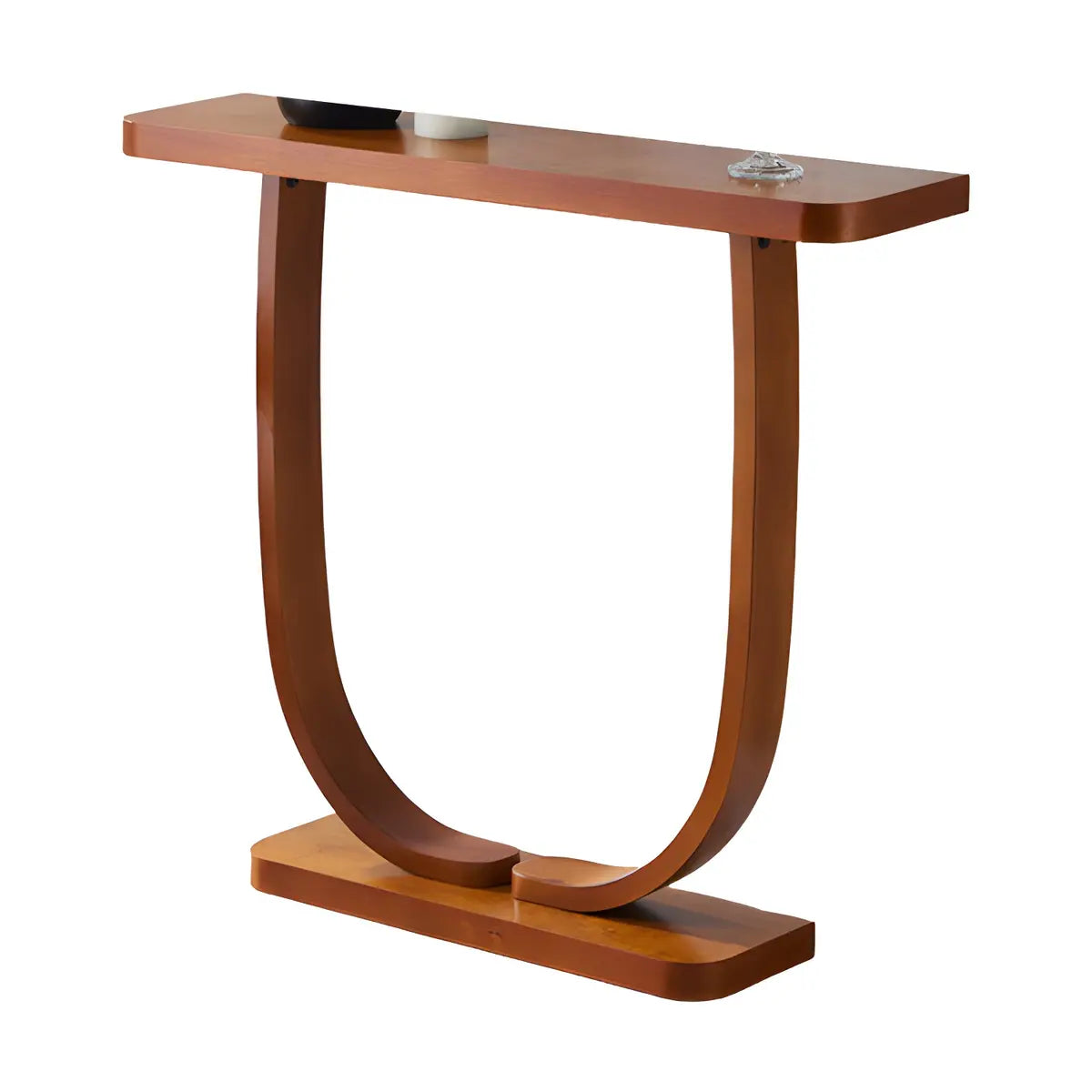 Creative Birch Wood Walnut Crock Base Console Table Image - 8