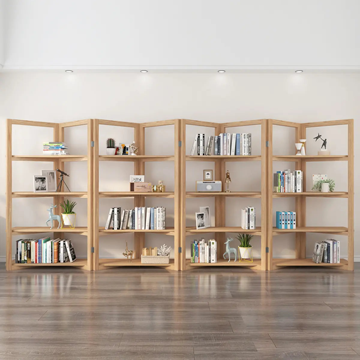 Creative Convertible Wooden Open Wave Display Bookcase Image - 4