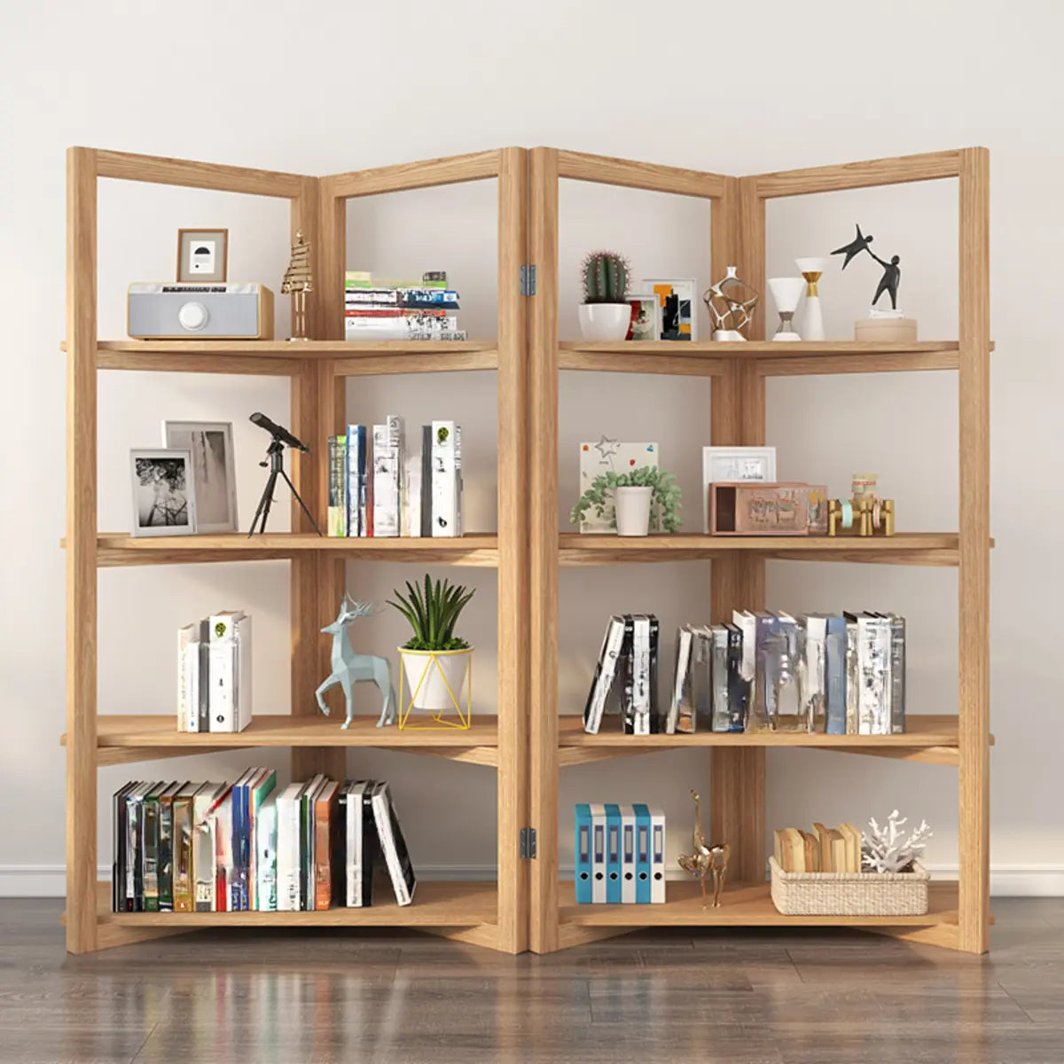 Creative Convertible Wooden Open Wave Display Bookcase Image - 6