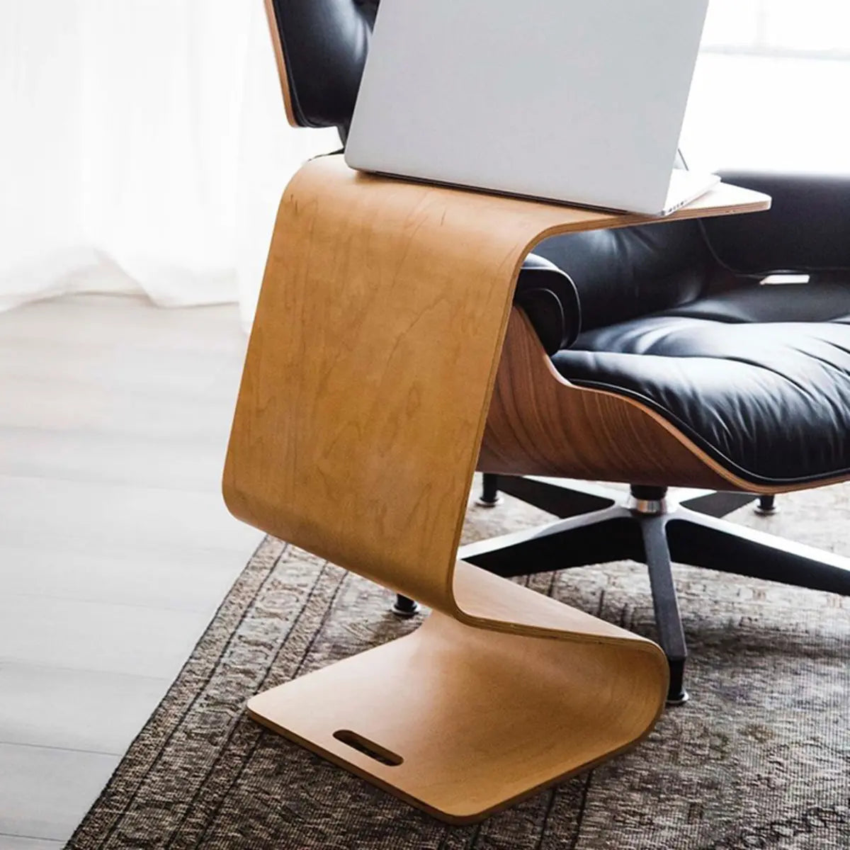Creative Freeform Wood Natural Finish Chairside Table Image - 4