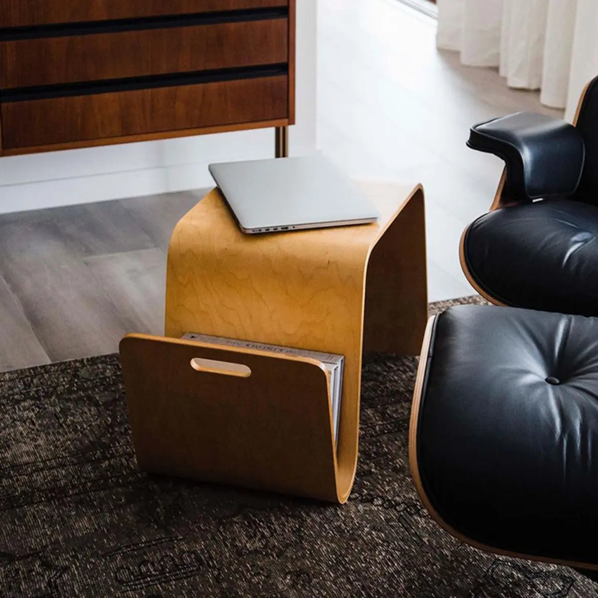 Creative Freeform Wood Natural Finish Chairside Table Image - 6