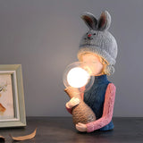 Creative Globe Glass Girl Figurine Resin Table Lamp Image - 16