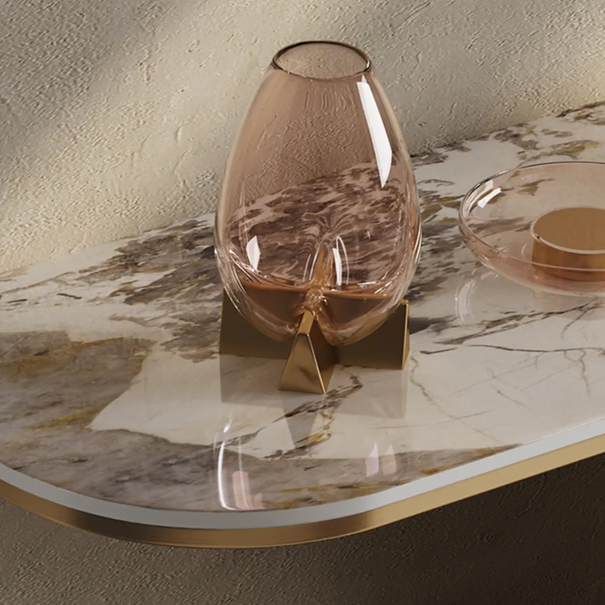 Creative Gold Curved Metal Console Table with Shelves Image - 15