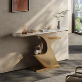 Creative Gold Curved Metal Console Table with Shelves Image - 4