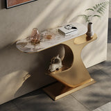 Creative Gold Curved Metal Console Table with Shelves Image - 6