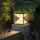 Creative Hourglass Cube Metal Outdoor LED Post Light Image - 4
