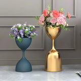 Creative Hourglass Iron  Gold and Blue Plant Stand Set Image - 1