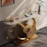 Creative Illuminated Guitar Base Marble Gold Console Table Image - 4