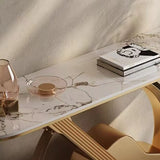 Creative Illuminated Guitar Base Marble Gold Console Table Image - 7