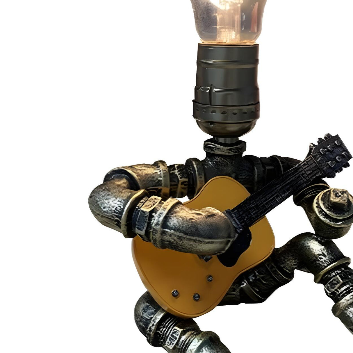 Creative Industrial Sitting Guitar Robot Table Lamp Image - 4