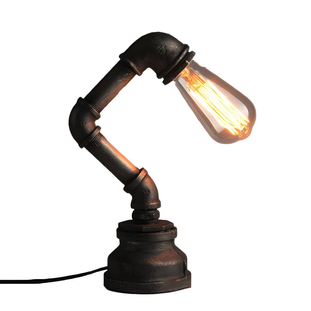 Creative Industrial Water Pipe Decor Metal Table Lamp Image - 5