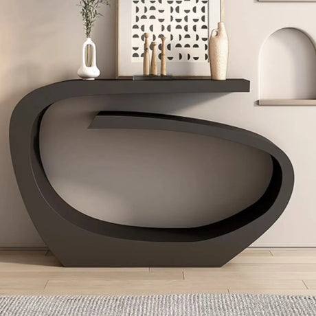 Creative Irregular Metal Black Narrow Console Table Image - 1