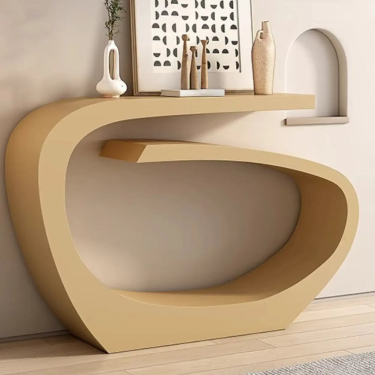 Creative Irregular Metal Black Narrow Console Table Image - 4