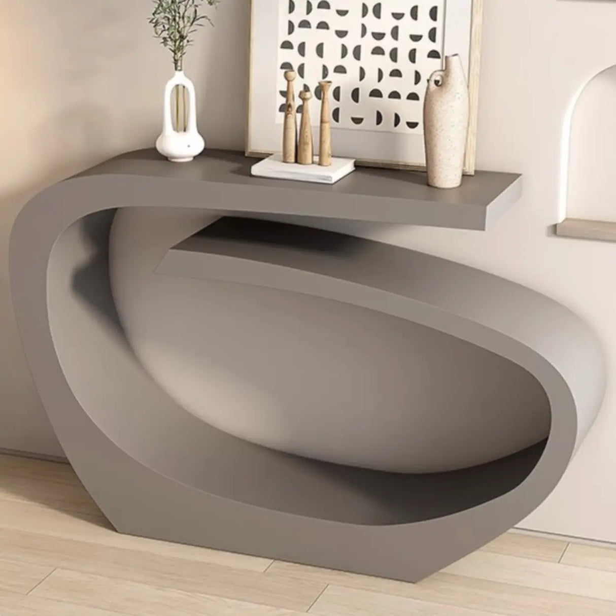 Creative Irregular Metal Black Narrow Console Table Image - 5