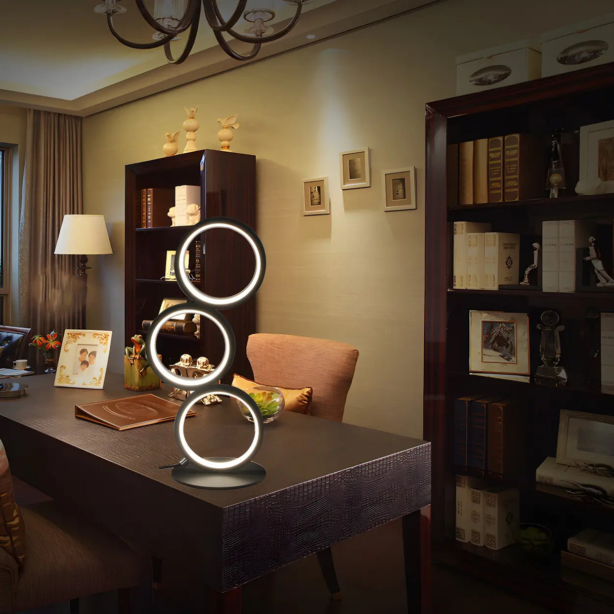 Creative Minimalist Ring LED 3-Light Night Table Lamp Image - 5