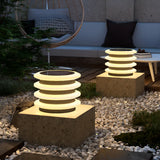 Creative Multi-Layer Geometric Metal Outdoor Post Lamp Image - 4