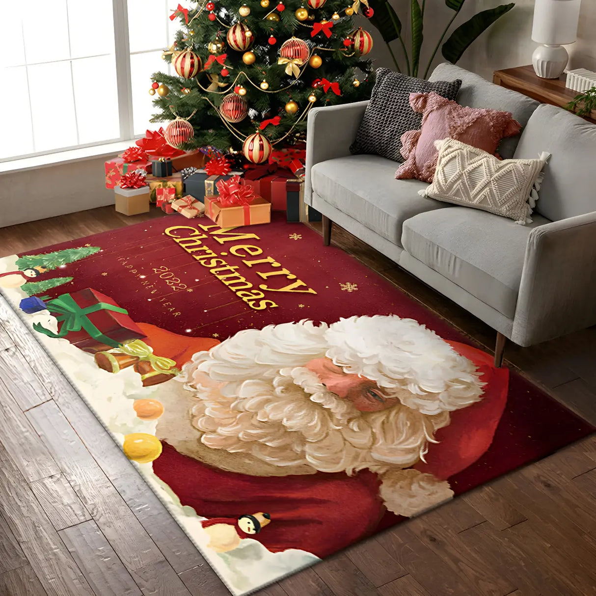 Creative Multicolor Christmas Polyester Area Rug Image - 3