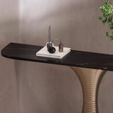 Creative Pedestal Half-Moon Marble Gold Console Table Image - 6