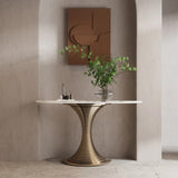 Creative Pedestal Half-Moon Marble Gold Console Table Image - 1