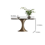 Creative Pedestal Half-Moon Marble Gold Console Table Image - 14