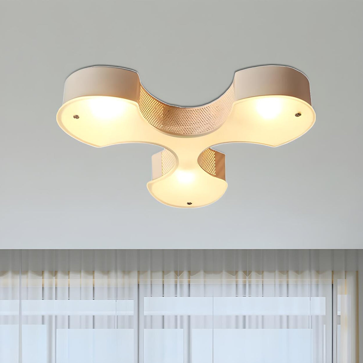 Creative Puzzle Piece White Small Flush Mount Light Image - 3