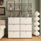 Creative Stainless Steel White Glass Display Cabinet Image - 8
