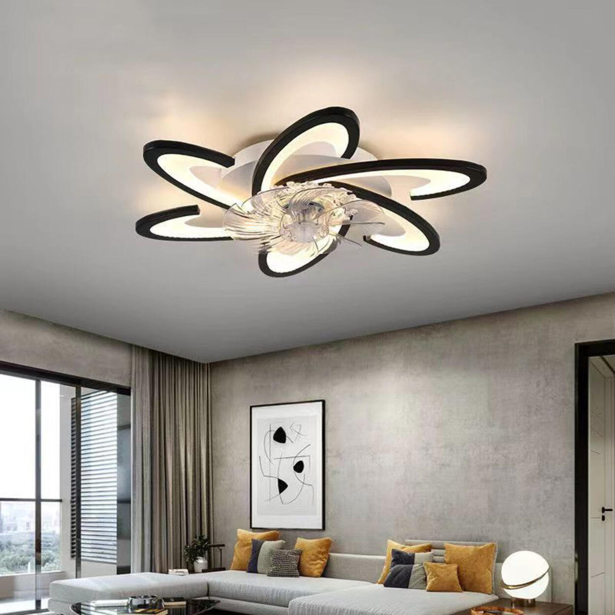Creative Star Shaped Dimming LED Ceiling Fan with Light Image - 4
