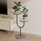 Creative U-Shaped 2 Tray Metal Floor Plant Stand White Image - 20