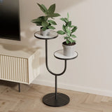 Creative U-Shaped 2 Tray Metal Floor Plant Stand White Image - 4