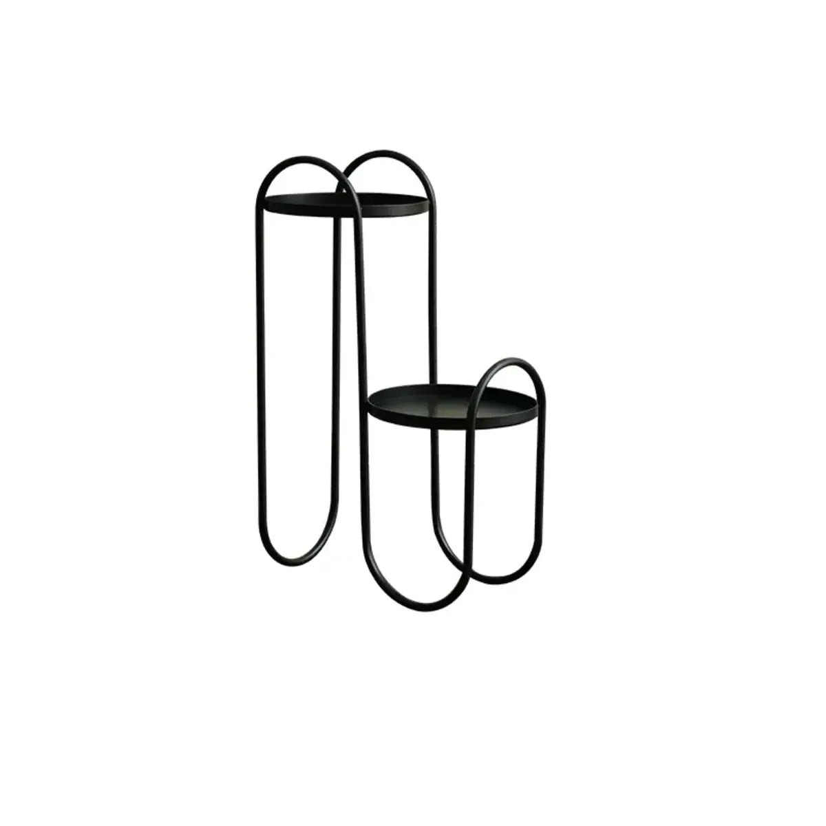 Creative Wavy 2 Tiers Round Metal Floor Plant Stand Image - 3