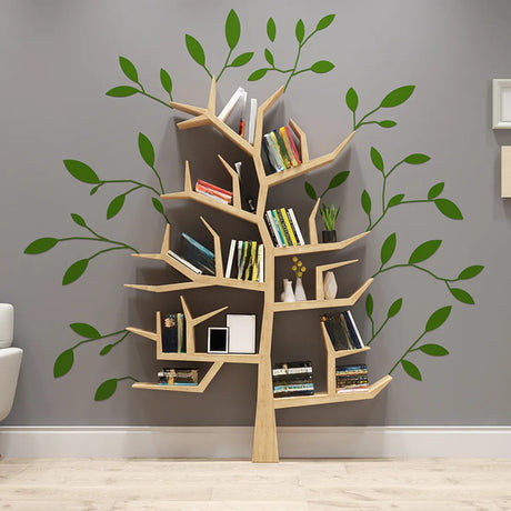 Creative Wood Tree-Shaped Geometric Display Bookcase Image - 1