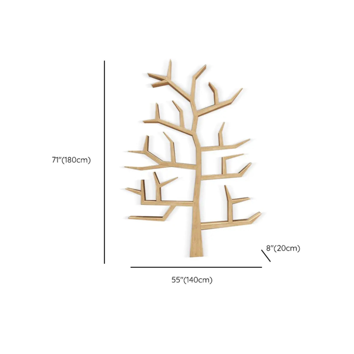 Creative Wood Tree-Shaped Geometric Display Bookcase Image - 12