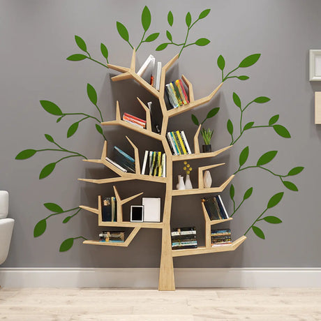 Creative Wood Tree-Shaped Geometric Display Bookcase Image - 1